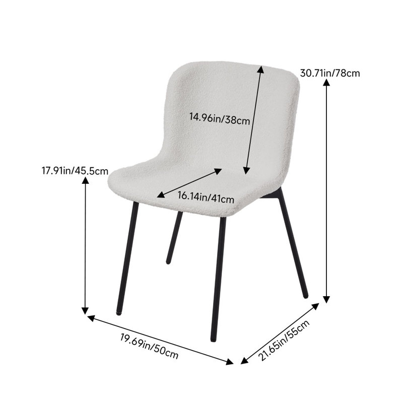 38cm H Velvet Upholstered Wing Back Side Chair in White
