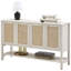 Buffet en rotin - rangement à 4 portes avec tablettes réglables, console Boho pour la cuisine ou le couloir-1385583369