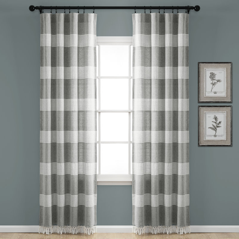 Paire de rideaux 100% coton Reyna, Gris, 40 po x 84 po