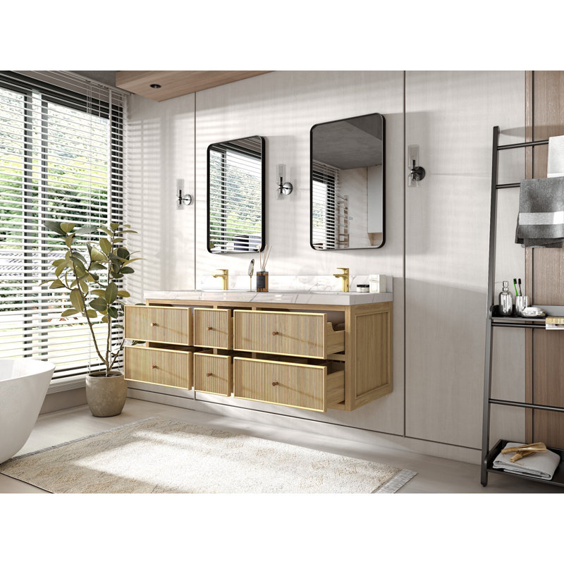 Ensemble de meuble-lavabo simple 60 po Sonoma, Or Calacatta