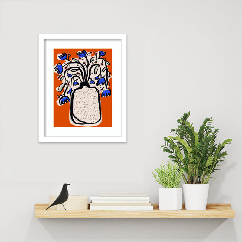 «Galya Lovely Flower Bouquet (orange Version)» par Treechild, impression sur bois encadrée, Blanc, H 16 po x l 13 po