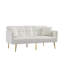 Canapé-lit futon crème en velours blanc avec pieds en métal doré-1238644641