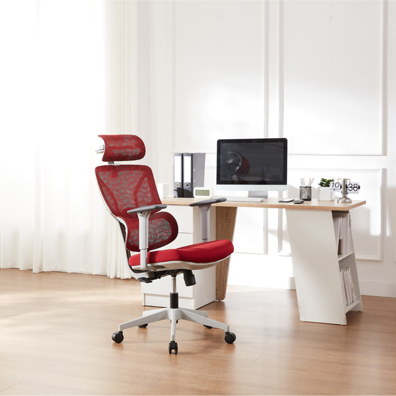 Demani Office Chair with Headrest, Grey/Red