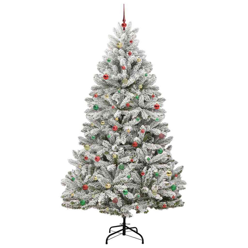 Artificial Christmas Tree Green and White PVC and Metal, 8.86 ft