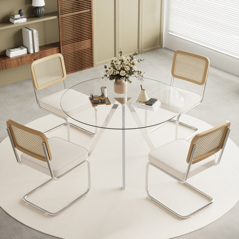 Ensemble de salle à manger à piédestal 5 pièces, Beige