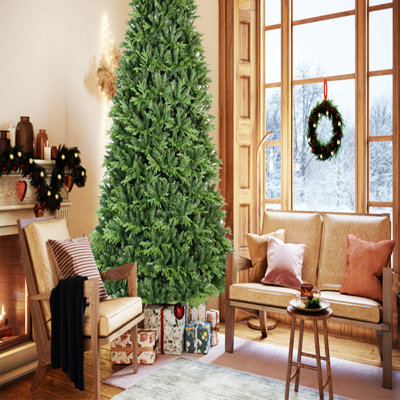 6.5Ft Artificial Christmas Tree, Premium Hinged Pine With 2225 Tips , Realistic PE+PVC Needles, Easy Fluffing, Sturdy Metal Stand For Indoor & Outdoor Holiday Decoration