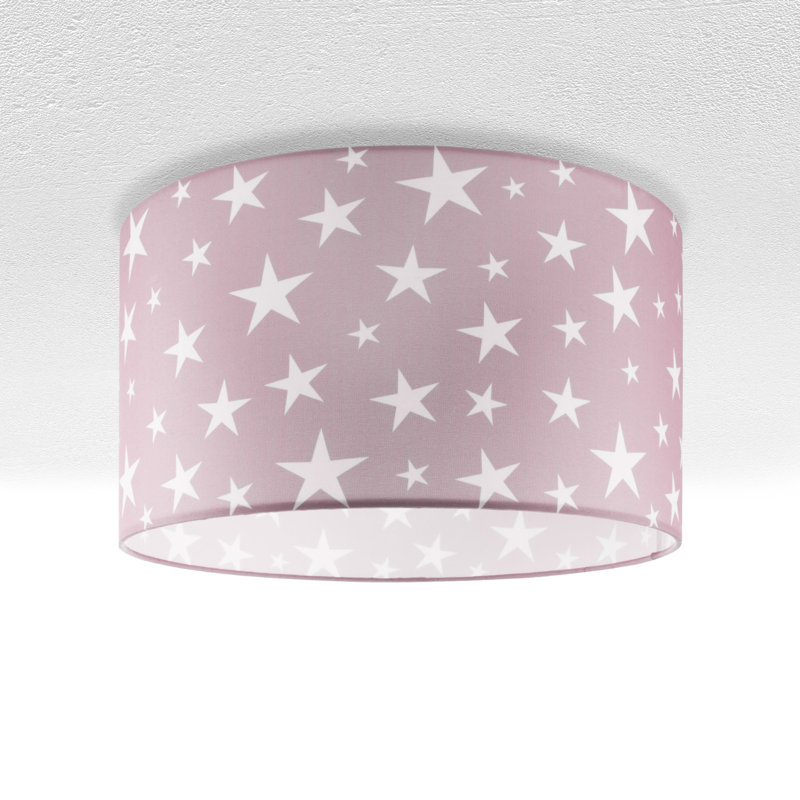 Caudillo Fabric Flush Ceiling Light, Pink