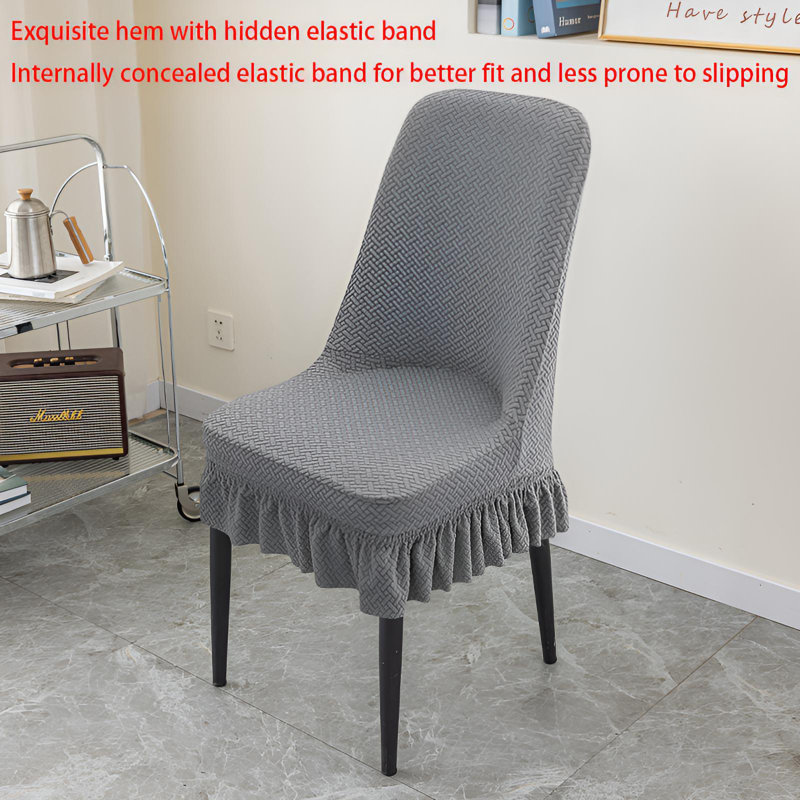 Housse pour chaise de salle à manger en polyester texturé gris clair