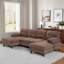 U-shaped sectional sofa with dual chaise lounges, storage pockets and armrest pillows-674476356