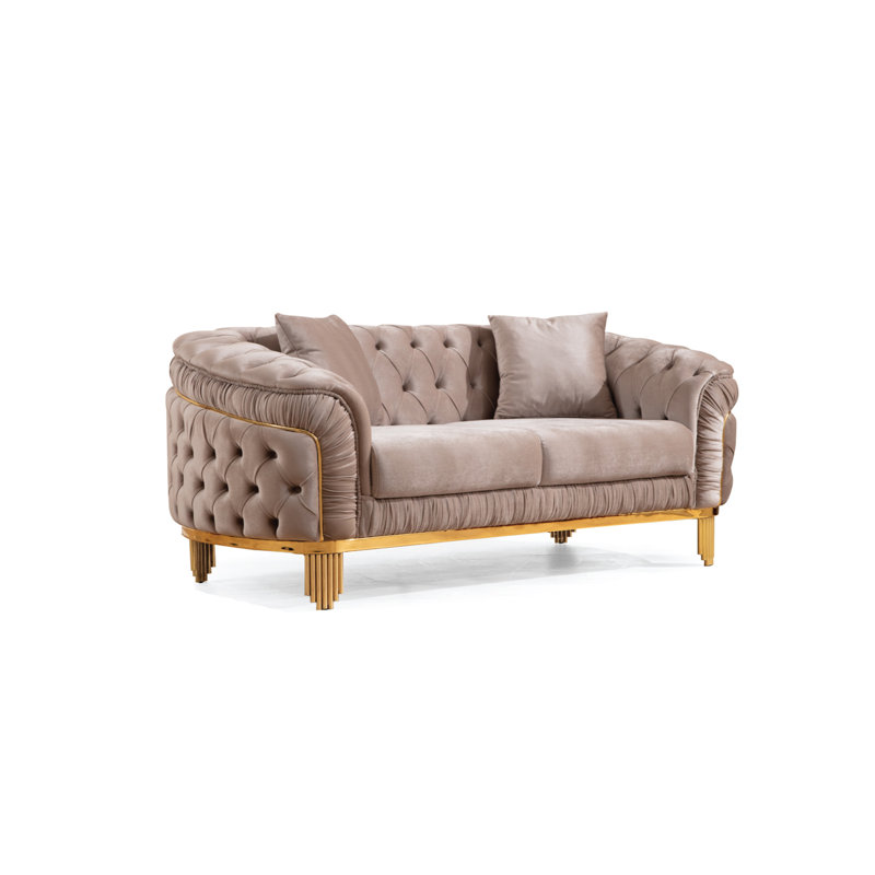 Causeuse en velours Valorie, Velours taupe