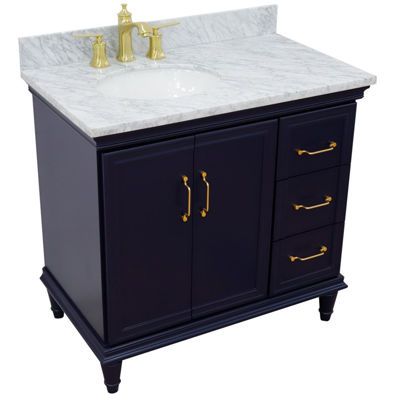 Ensemble de meuble-lavabo simple 37 po Linslade, Bleu