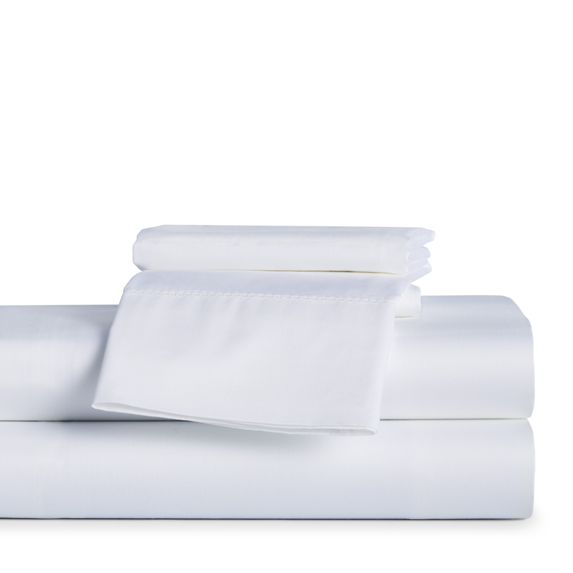 Brina Egyptian Cotton Sateen Sheet Set, King Sheet Set with 2 Pillowcases, White