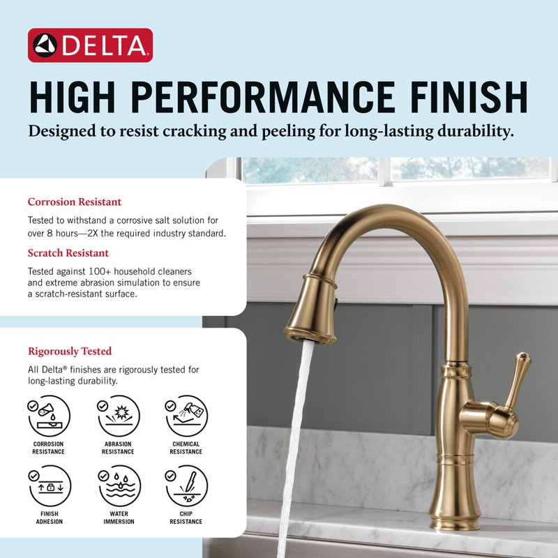 Delta Cassidy Gold Kitchen Faucet, Kitchen Faucets with Pull Down Sprayer, Kitchen Sink Faucet, Gold Faucet for Kitchen Sink with Magnetic Docking, Lumicoat Champagne Bronze
