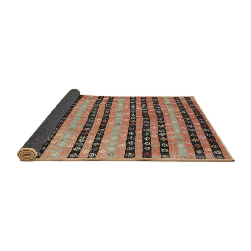 Tapis rose/noir contemporain, Rond 4 pi