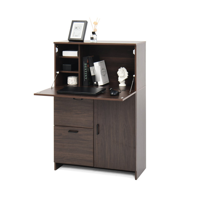 Armoire de bureau pour l'efficacité du bureau à la maison - avec rangement Noyer