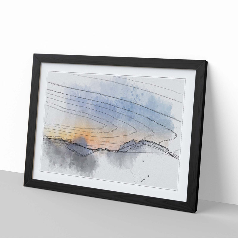 Mountain Range in Spain in Abstract - Picture Frame Graphic Art Print, Black Framed, 62cm H x 87cm W x 2cm D
