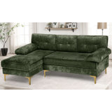 L-Shaped Velvet Reversible Sleeper Sofa