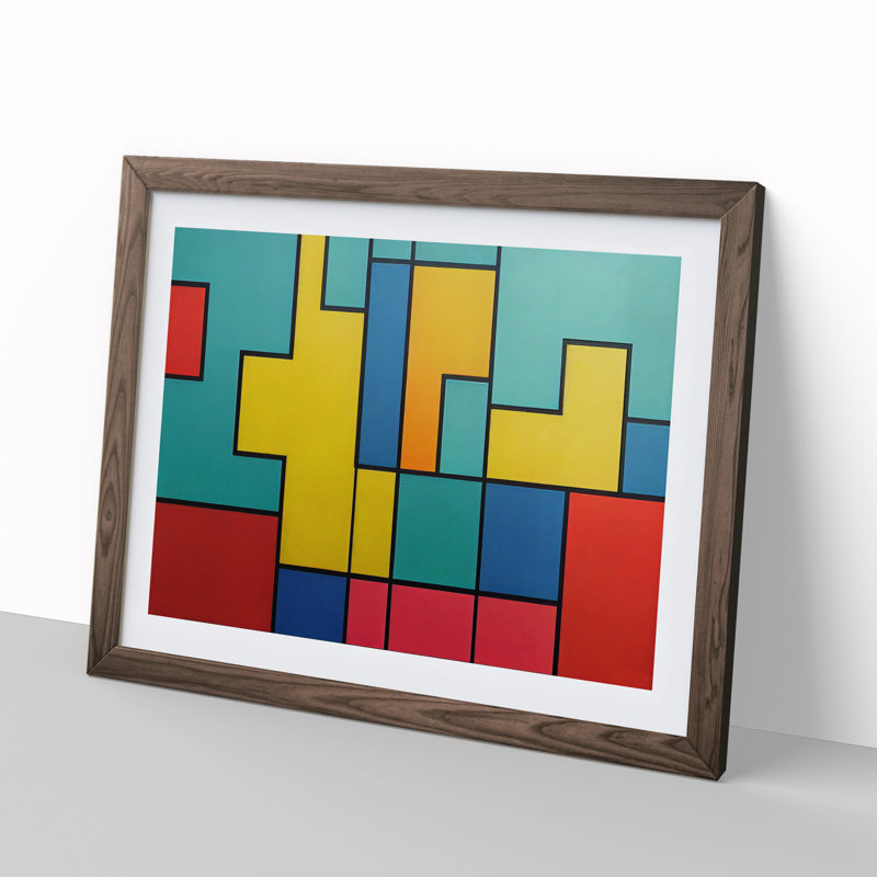 Cubism Abstract Vol.2 - Framed Print, 34cm H x 46cm W x 2cm D, Walnut