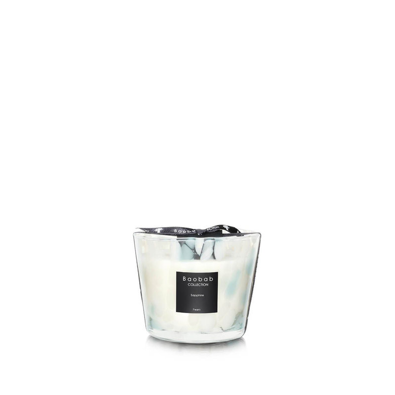 Pearls Sapphire Candle, 3.9" H x 5.07" W x 5.07" D
