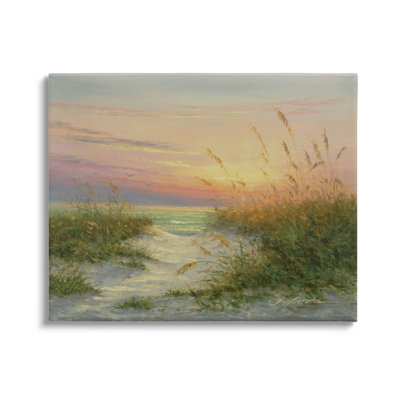 " Sunset Beach Path Reeds " by Martin Figlinski Painting Print