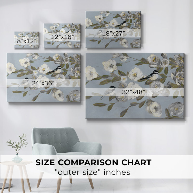 Toile tendue Chickadees and Blossoms I-Gallery, H 12 po x l 18 po