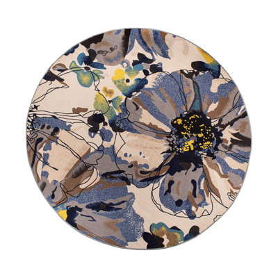 Dichiera Floral Brown/Navy/Cream Area Rug