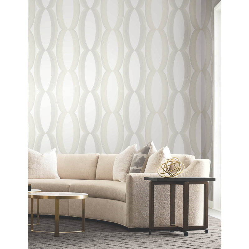 Progression Ogee Wallpaper Roll, White