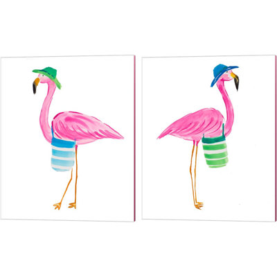 «Beach Flamingo» par Julie Derice, art sur toile (ensemble de 2)