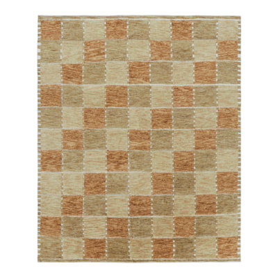 Rug & Kilim’S Scandinavian Style Rug In Beige-Brown And Rust Geometric Pattern