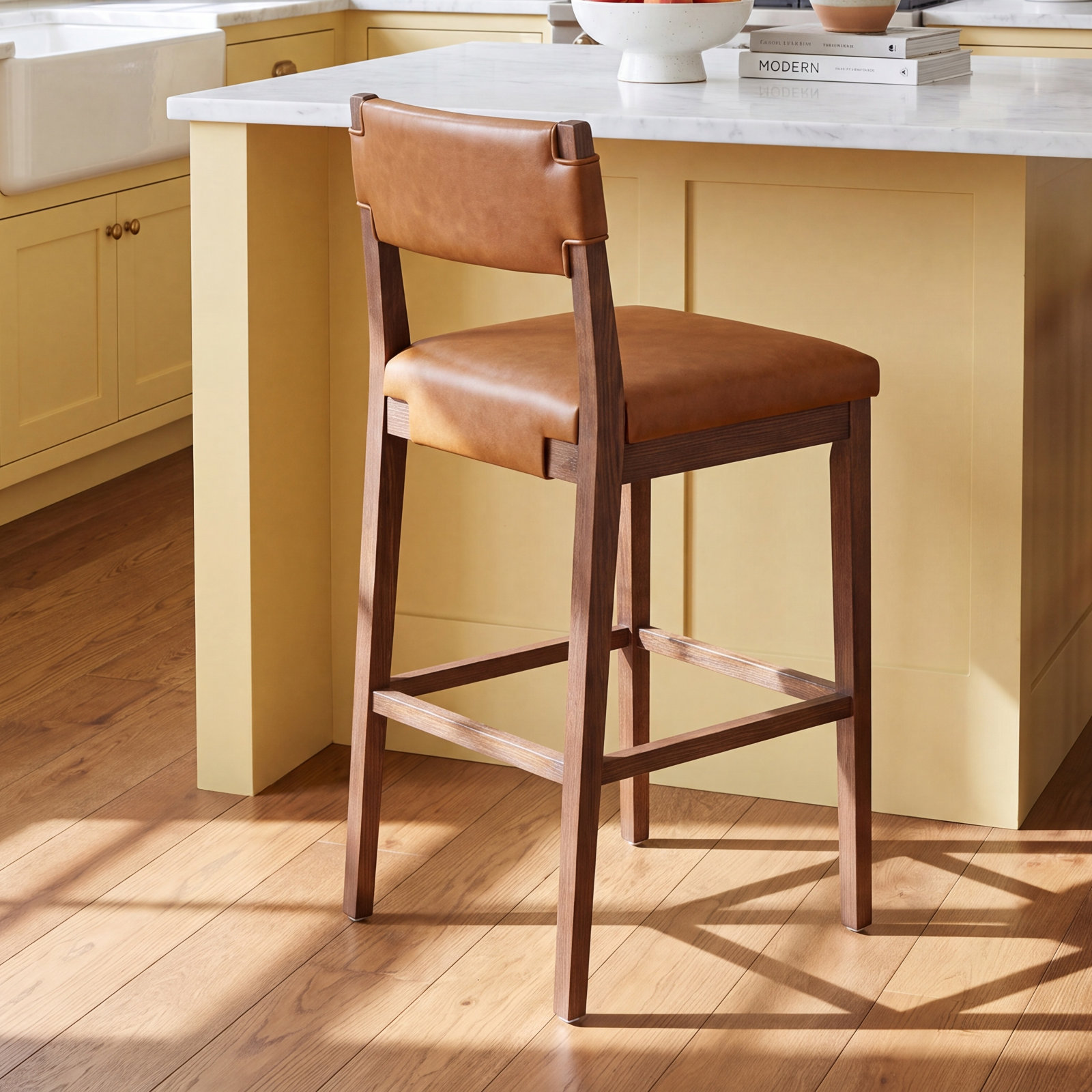 Bilbrey Bar and Counter Stool, Brown, Brown Genuine Leather, Bar Stool (31.25" Seat Height)