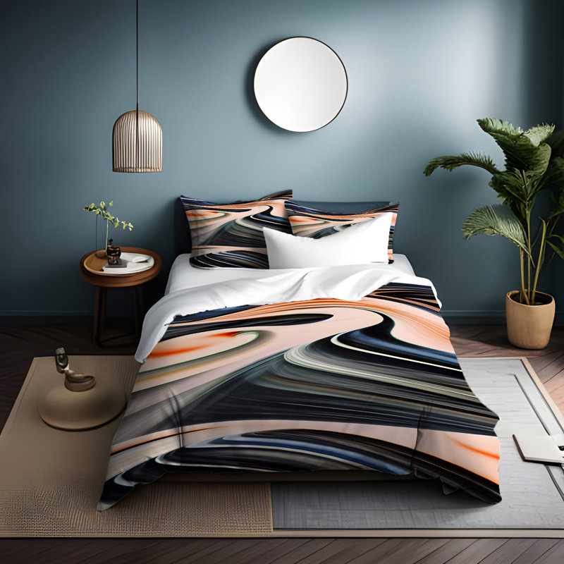 Polyester Abstract Duvet Cover, King Duvet Cover + 2 King Shams