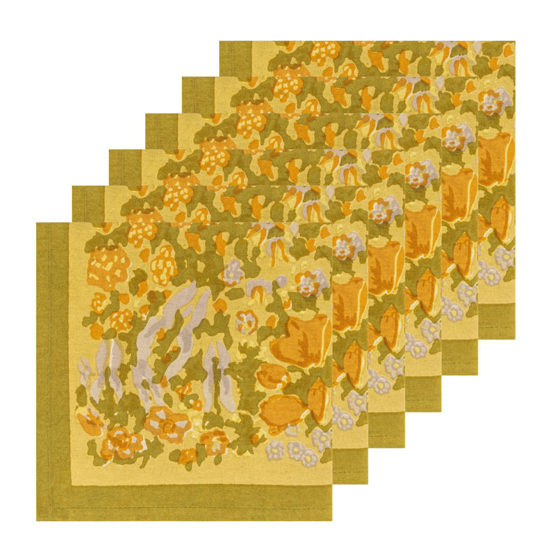 100% Cotton Square, Mustard/Grey