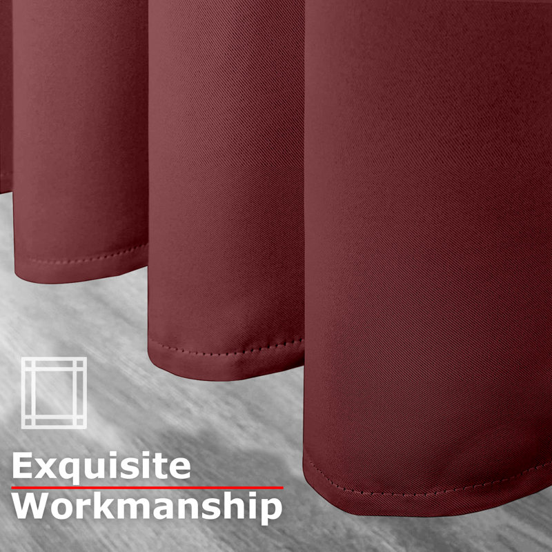 Maroon Blackout Polyester Grommet Curtain Panels for Nursery