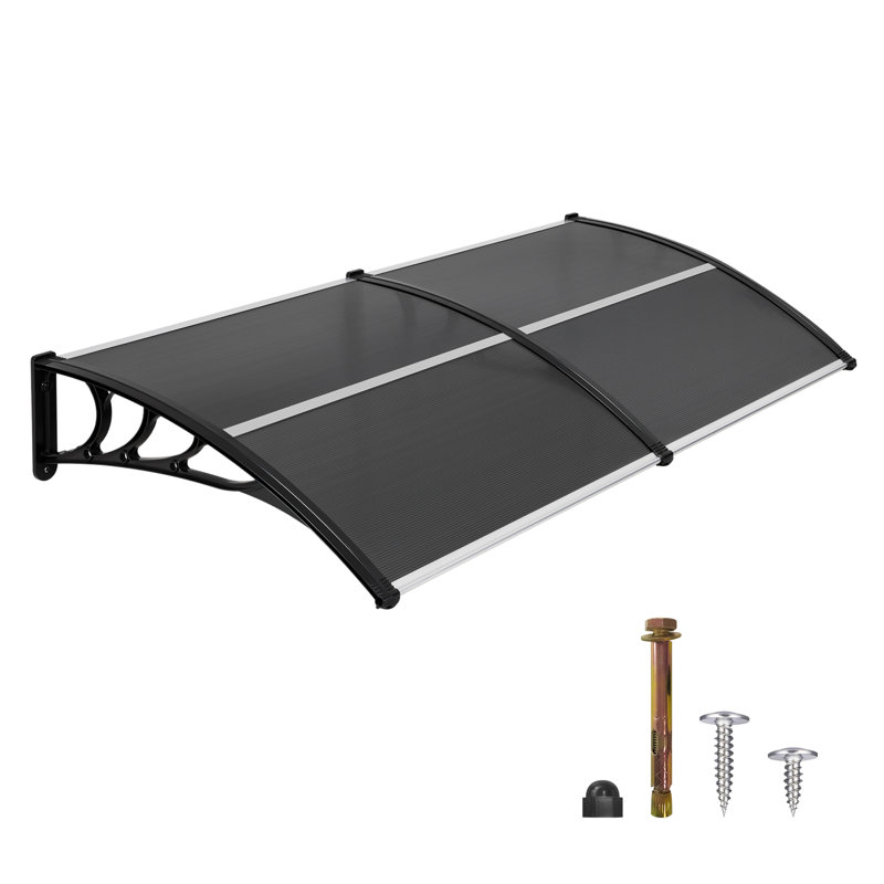 Polycarbonate Outdoor Window Awning, Patio Door Canopy with Aluminum Frame, Clear, 11" H x 78.2" W x 37.8" D
