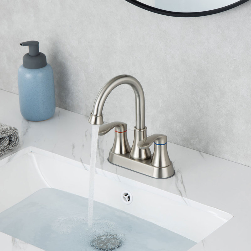 2-handle Bathroom Faucet with Drain Assembly, Brushed Nickel