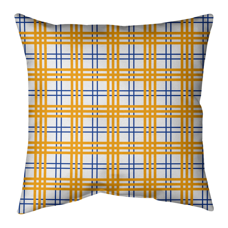 Coussin Los Angeles, 14 po x 14 po, Blanc / orange / bleu New York, Polyester/ Bourre en polyester