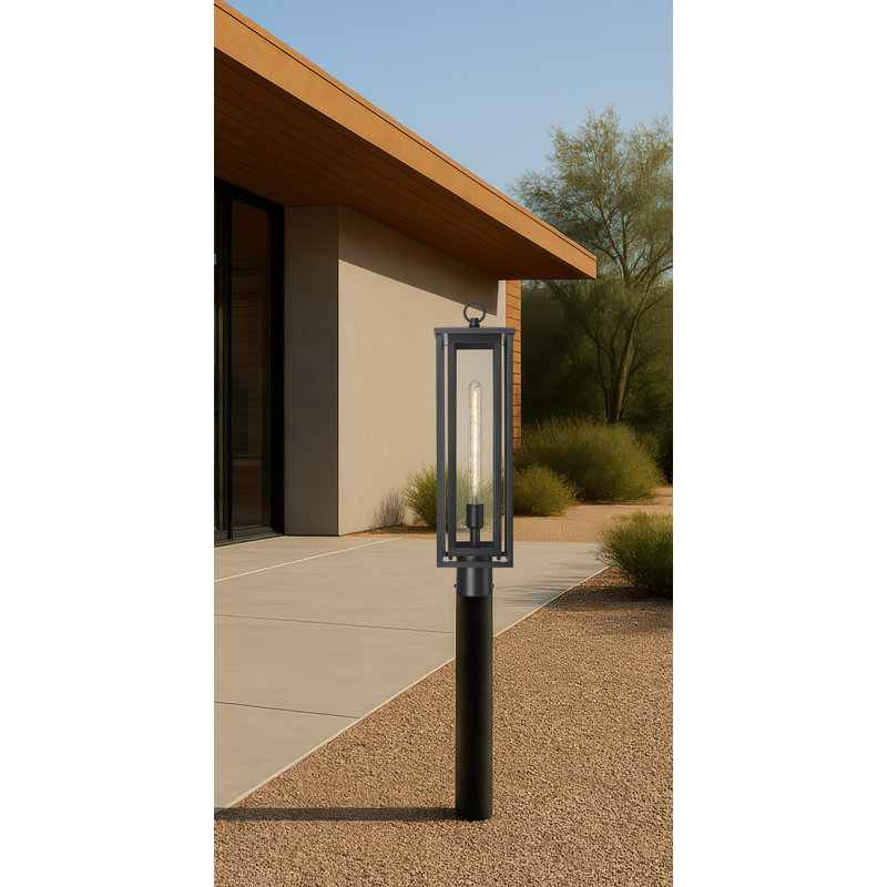 Lampadaire d'extérieur à lanterne 7 po Ashland, Verre transparent