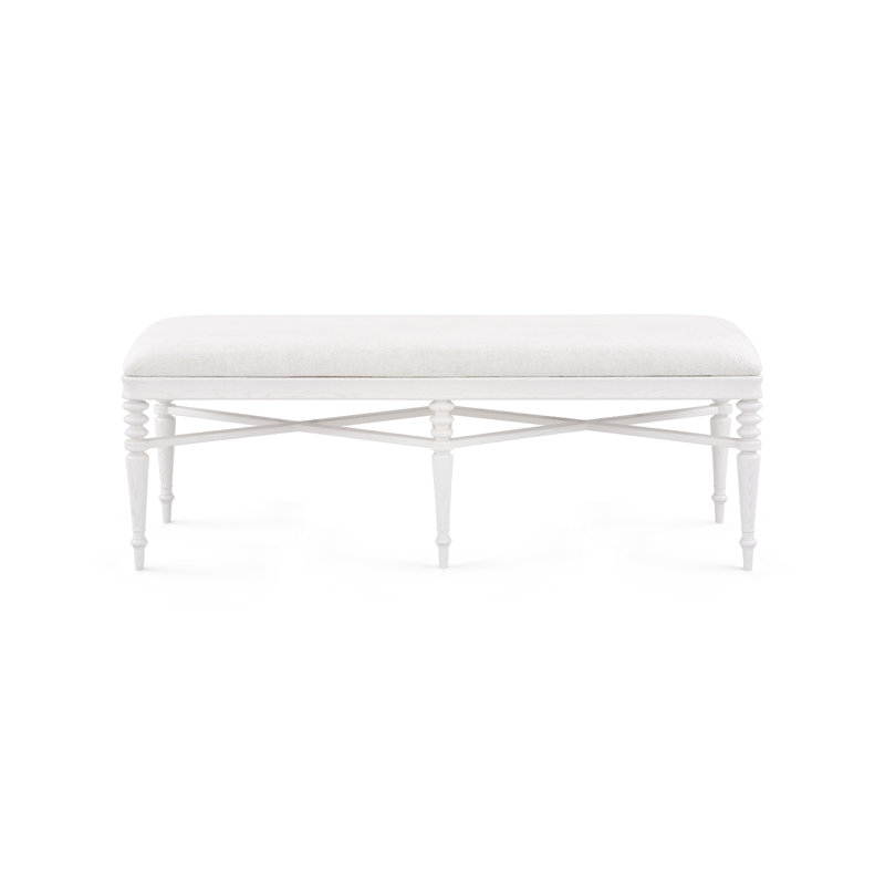Lawrence Upholstered Bench, Glazed Whisper White