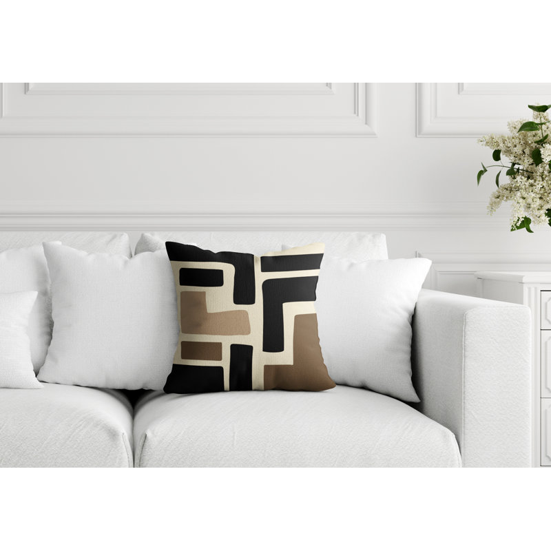 Coussin intérieur / extérieur en polyester filé Banksy, 15 po x 15 po, Blanc cassé