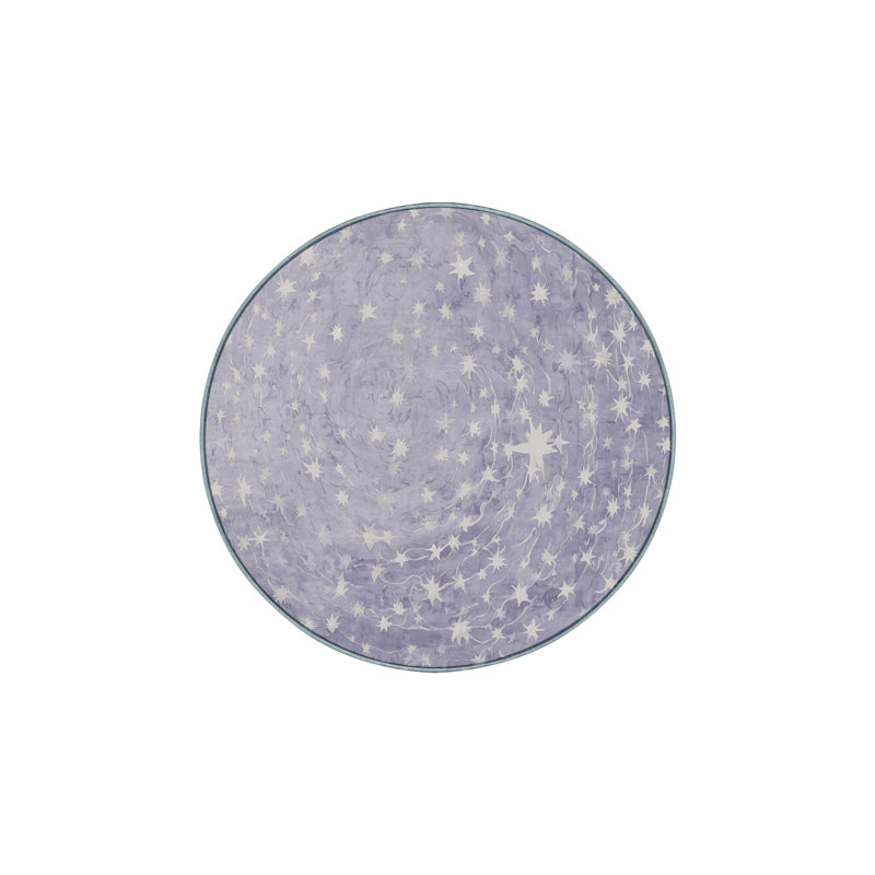 Tapis bleu lavable à la machine, Rond 5 pi