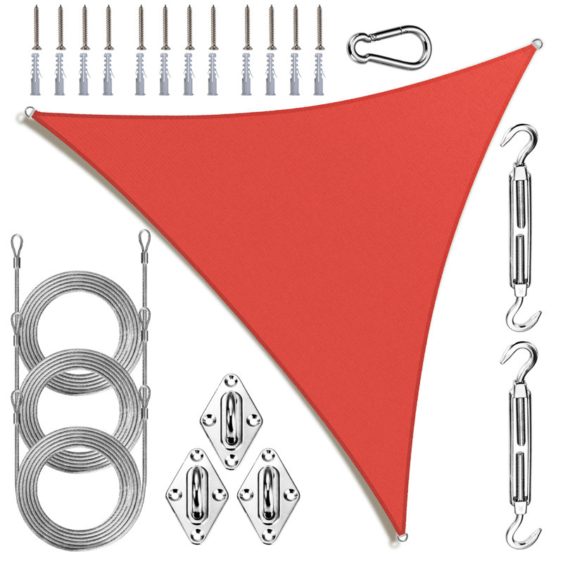 Royal Shade Triangle Shade Sail With Hardware Kit & Rope, 8 ft. x 8 ft. x 8 ft., Red