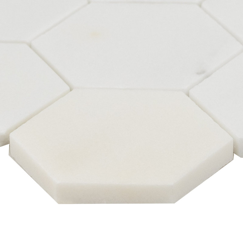 Carreau de mosaïque en marbre poli 12 po x 12 po Greecian Iona Mist Hexagon