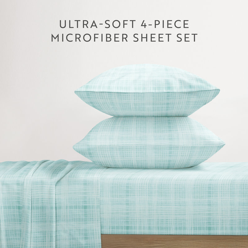 Becky Cameron™ Thatch Pattern Bed Sheet Set, Aqua, Twin