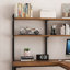 Bureau d'ordinateur en L en bois massif avec bibliothèque intégrée-1150519059