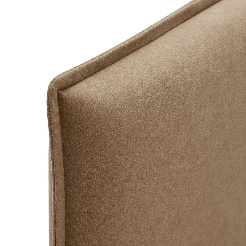 Bentleyville Upholstered Linen Blend King Size Headboard In Almond, Brown, King