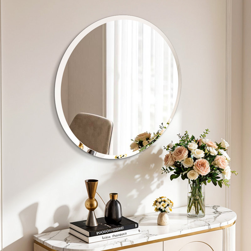 Rithi Round Flat Wall Mirror, 50 cm H x 50 cm W