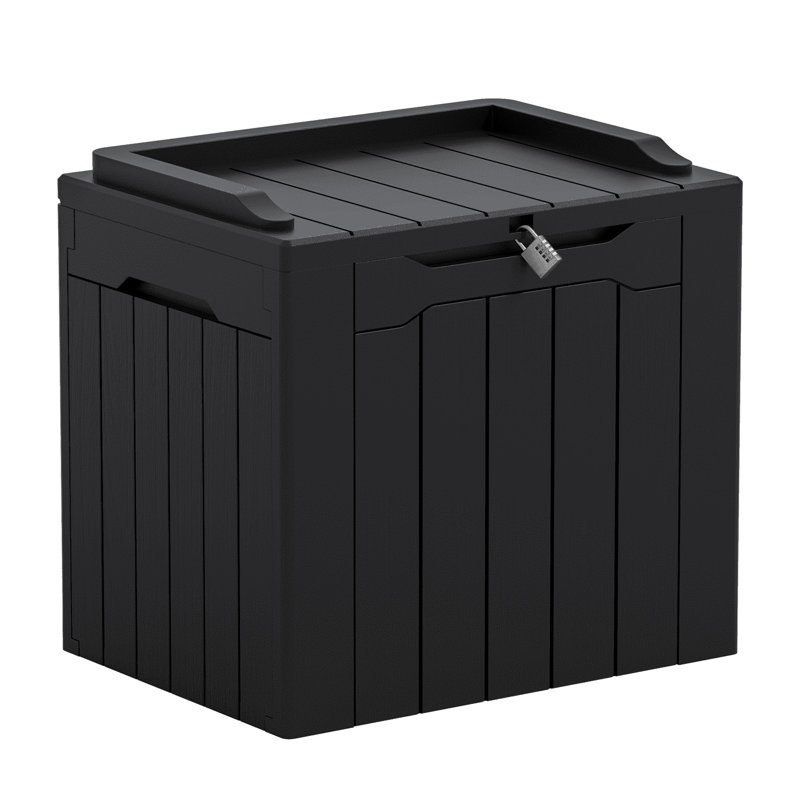 Devoko 32 Gallon Water Resistant Lockable Deck Box With Seat, Black