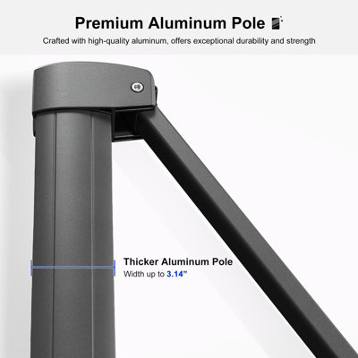 Parasol extérieur en aluminium gris clair Cantilever