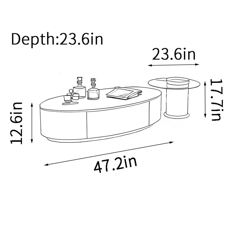 Combinaison de table basse ovale Seniors, Blanc, Noir