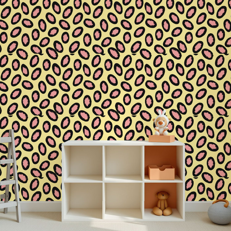 Papier peint adhésif peler et coller en PVC, revêtement mural auto-adhésif amovible avec imprimé abstrait rose noir, imperméable pour la décoration intérieure - Rouleau